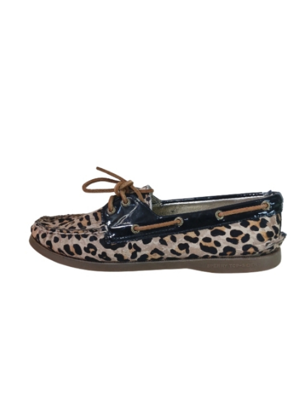 Sperry Loafers Women's 9 Animal Print Leather Top Sider Lace-up Casual Shoes